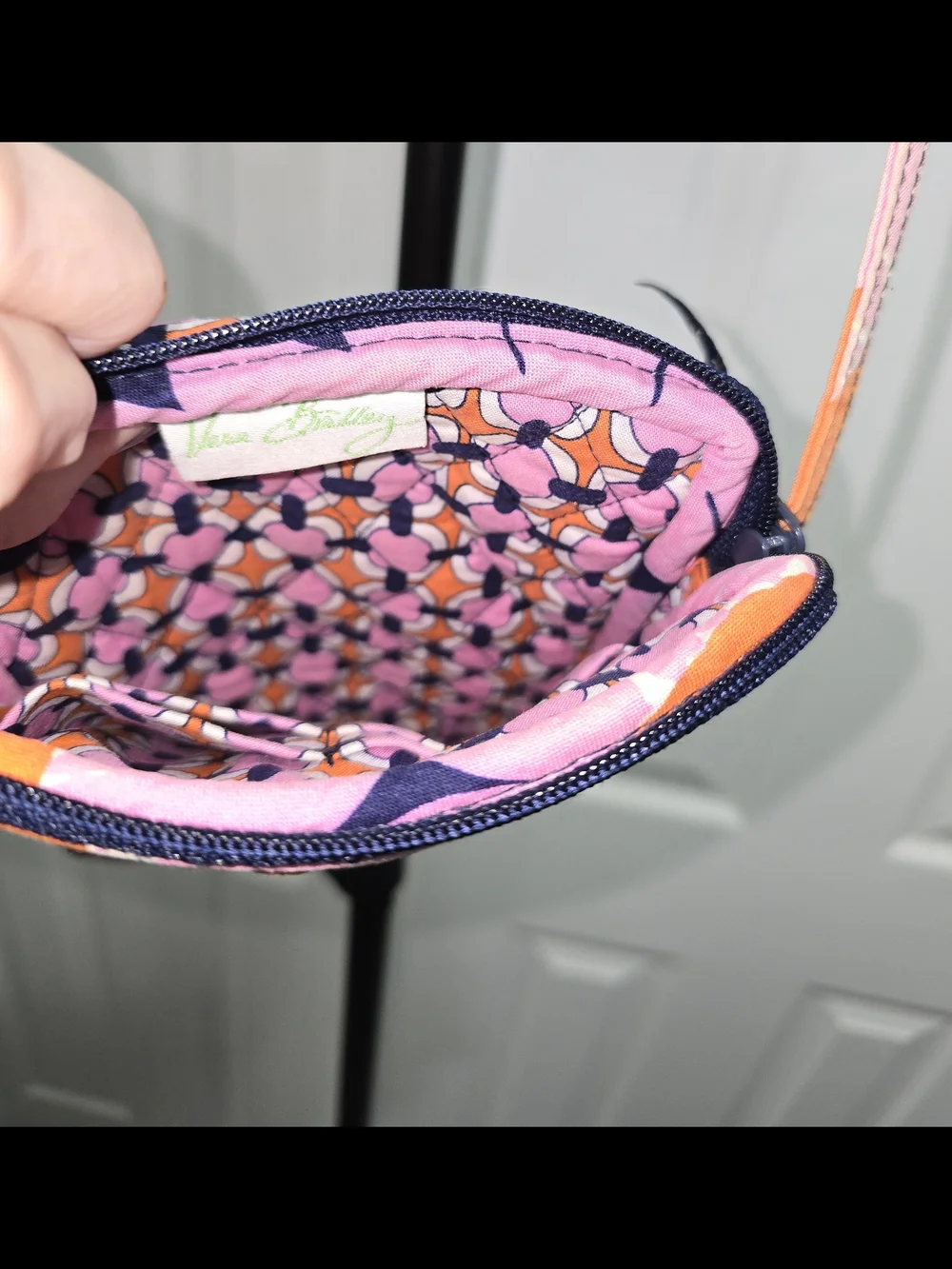 Vera Bradley Pink, Navy & Orange Quilted Crossbody